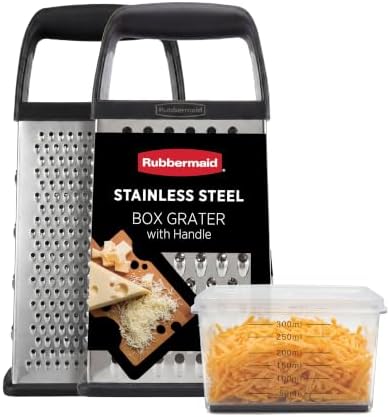 Rubbermaid EZ Grip Box Grater, Stainless Steel Cheese Grater &