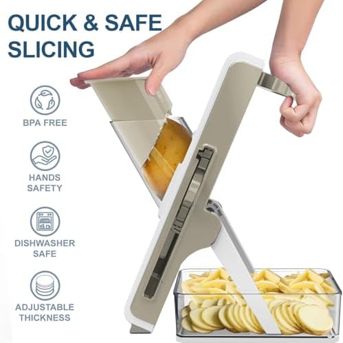 Mandoline Slicer, Adjustable, White Light Grey