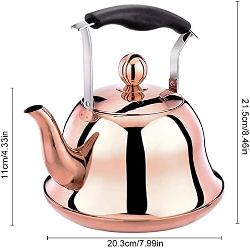 2 Quart Stainless Steel Tea Kettle, Brass
