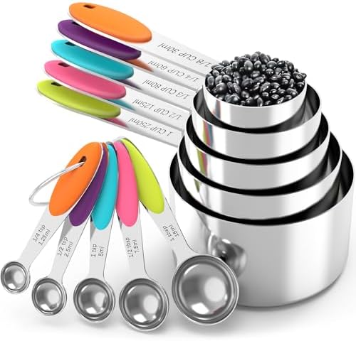 TILUCK Nesting Measuring Cups and Spoons Set, Stainless Steel with