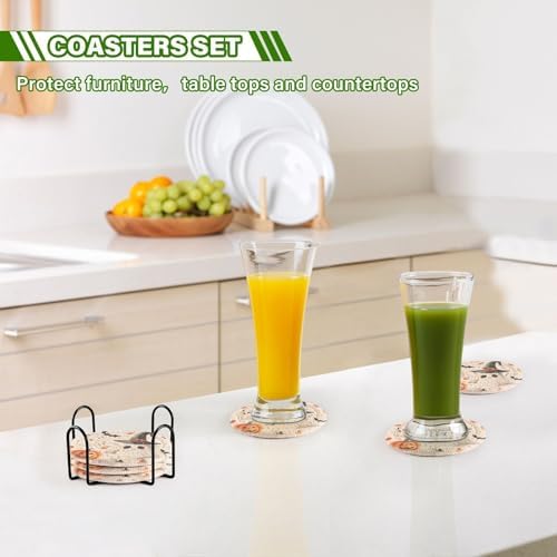 Cute Halloween Drink Coasters Set - 6 Pcs Minimalist Woven Coasters