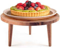 Acacia Wooden Round Footed Serving Board - Pedestal Riser Cake Stand