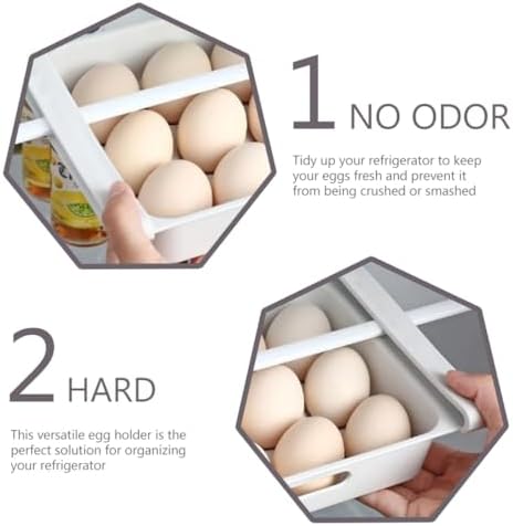 White 12-grid Drawer Egg Storage Box for Refrigerator, 3pcs