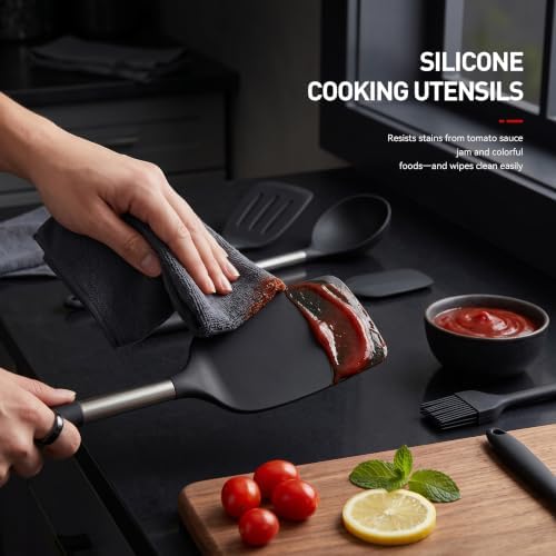 Silicone Kitchen Utensils Set, Heat-Resistant Spatulas