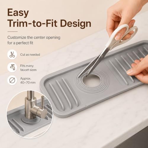 2 Pack Button Silicone Faucet Drain Mat Sink Splash Guard,Dark gray