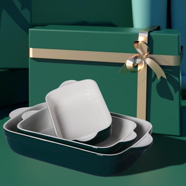 Sweejar Casserole Dishes for Oven, Ceramic Bakeware Set of 3, Lasagna Pan Deep - Image 6