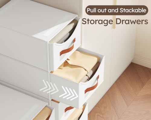 Homsorout Stackable Storage Drawers - Collapsible Storage Bins with