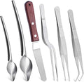 Cridoz 6 Pcs Stainless Steel Kitchen Cooking Tweezers Precision Tongs