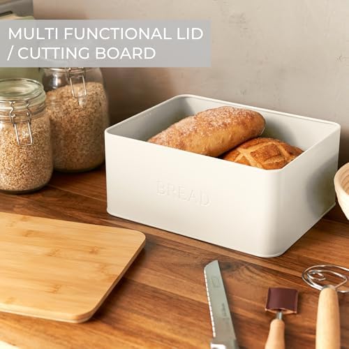 ZICOTO Beautiful Bread Box With Wooden Lid For Your Kitchen Countertop