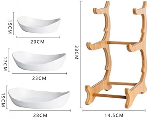 3 Tier Fruit Basket, Ceramic Fruit Bowl for Kitchen Counter, Home Fruit Bowl Set with Holder for Fruit Veggies Tray Snacks Nuts Bread Candy Storage Holder (Porcelain)