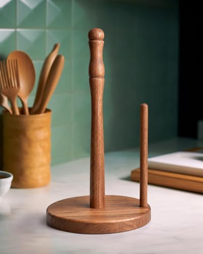 Acacia Wood Paper Towel Holder for Jumbo Rolls