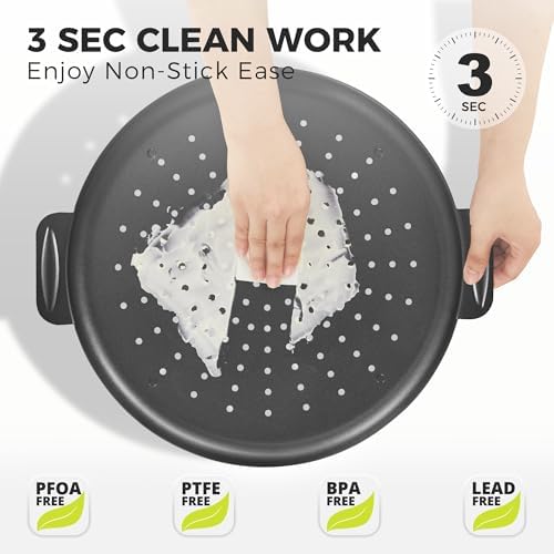 HONGBAKE 2 Pack Pizza Pan 14 Inch with Holes, Rust-Free Nonstick Pizza