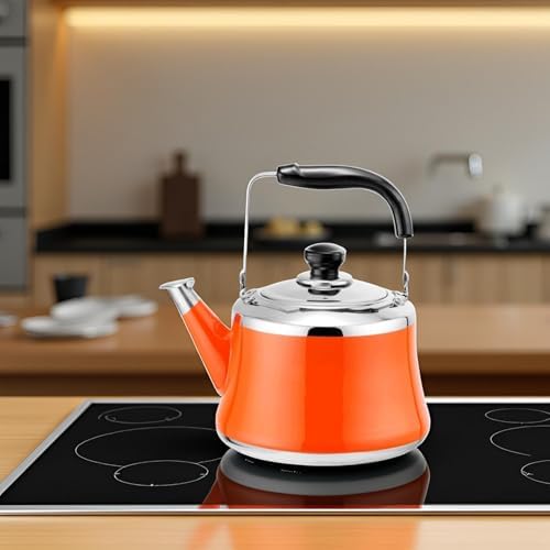 1.5L Orange Stainless Steel Whistling Tea Kettle