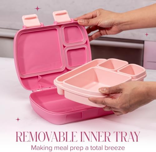 Paris Hilton Bento Style Lunch Box Set, 4-Compartment Stackable Lunch