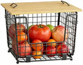 1Pack Stackable Wire Basket with PP Lid, Countertop Pantry Organizer