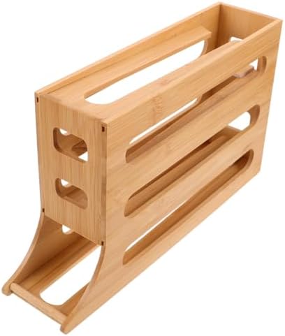 Toddmomy Automatic Rolling Egg Holder Box 4 Tier Wooden Drawer