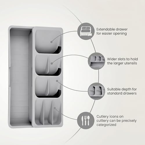 Expandable Cutlery Drawer Organizer, Adjustable Kitchen Drawer Tray