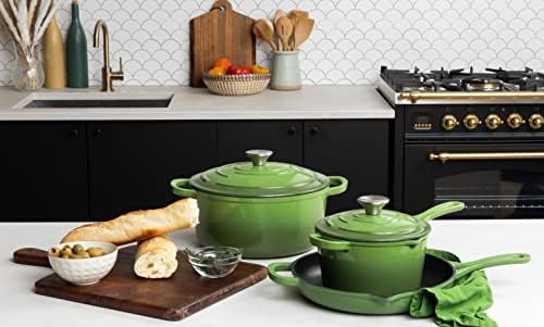 Larder & Vine 5-Piece Enameled Cast Iron Cookware Set - Includes