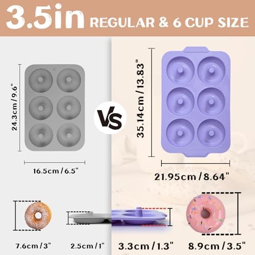 Nonstick Silicone Donut Pan: 3.5 Inch Doughnut Baking Mold with Frame