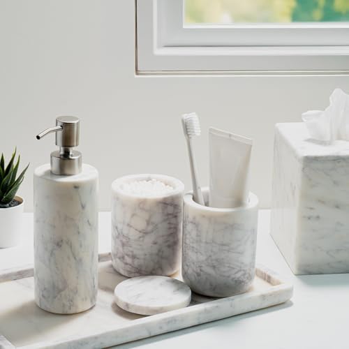 Cork & Mill Marble Soap Dispenser with Stainless Steel Pump Top