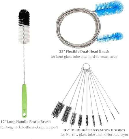 Set of 12 Tube Pipe Cleaners Brush Kit - Bottle & Long Straw Cleaning