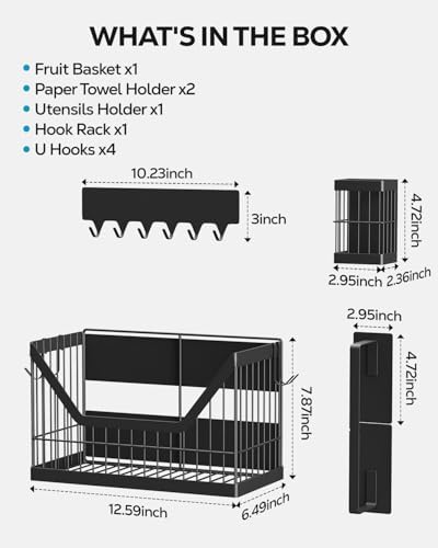 Nieifi Magnetic Shelf for Fridge, Black, 4-Pack