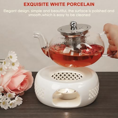 KAYCROWN Teapot Warmer, Ceramic Tea Warmer with Tealight Holder
