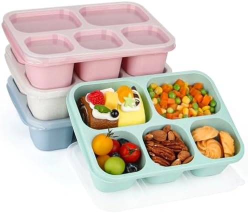 Bento Lunch Boxes - Reusable 5-Compartment Food Lunchables Containers