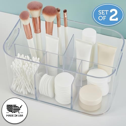 STORi Bliss 5-Compartment Cosmetics Organizer, Set of 2, Clear