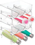 mDesign Plastic Free-Standing Stackable 3 Bottle Storage Holder Rack