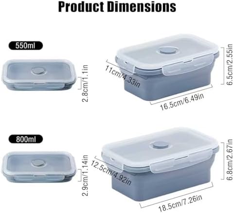Silicone Collapsible Food Storage Containers-Prep/Storage Bowls with
