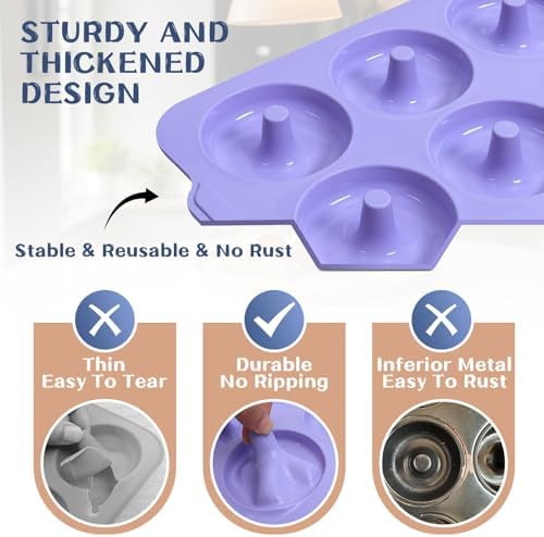 Nonstick Silicone Donut Pan: 3.5 Inch Doughnut Baking Mold with Frame