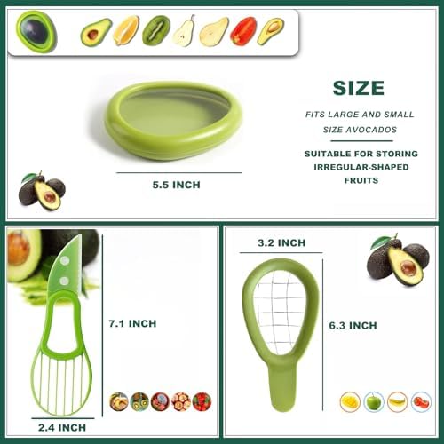 Avocado Slicer Tools 3 PCS - Avocado Saver for Fridge to Keep