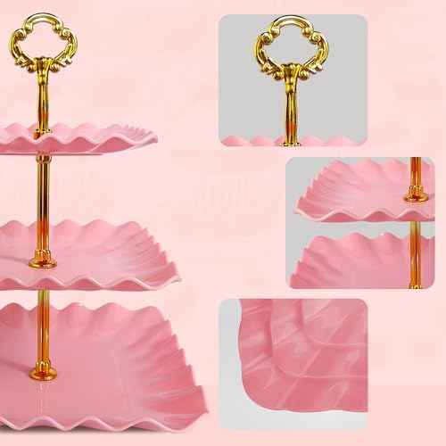 NWK 5-Piece Cupcake Stand & Appetizer Trays Set (Pink)