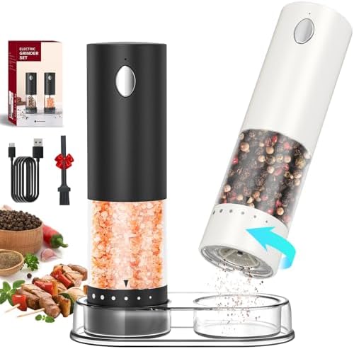 CIRCLE JOY Electric Salt and Pepper Grinder Set, Rechargeable