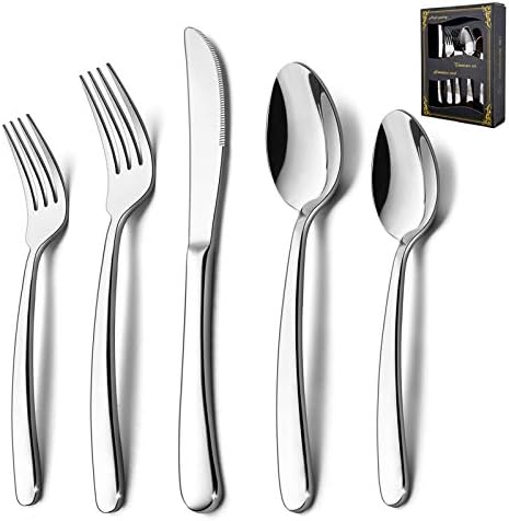 HaWare Heavy Duty Silverware Set, 20-Piece Stainless Steel Flatware