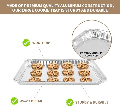 24 Pack 16 x 11 inch Aluminum Disposable Cookie Sheets for Baking and