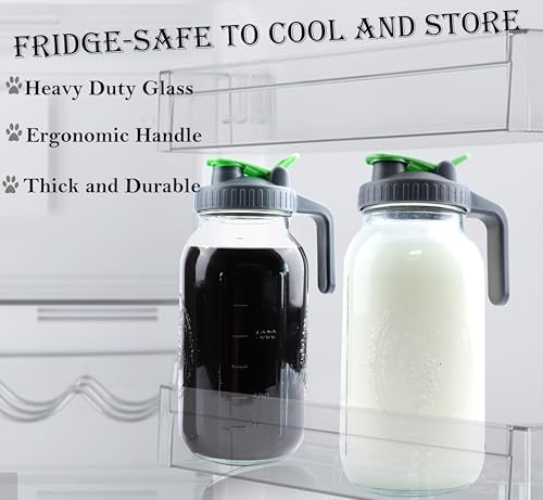 Cold Brew Coffee Maker 64 Oz Mason Jar Iced Tea Pitcher With Strainer