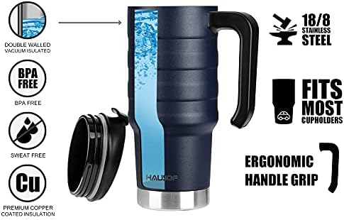 HAUSHOF 24 oz Travel Mug, Stainless Double Wall Vacuum Insulated