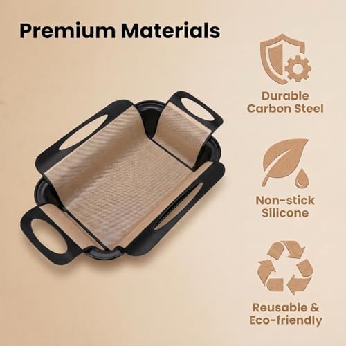 2-Pack Nonstick Loaf Pan Set, Carbon Steel Bread Pan with Slings
