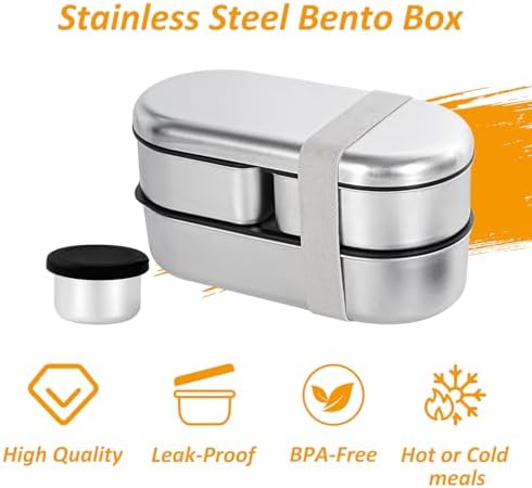 Stainless Steel 3-Compartment Bento Lunch Box, Leakproof