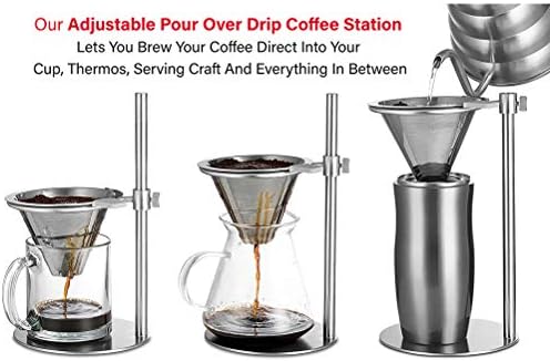 Pour Over Coffee Dripper, Stainless Steel Coffee Filter, Cone Coffee