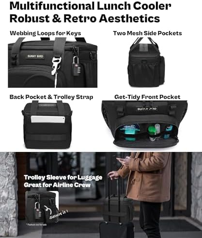 SUNNY BIRD 12L Large Insulated Lunch Bag, Leakproof and Foldable Lunch