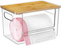Trash Bag Holder, Acrylic Garbage Bag Dispenser with Bamboo Top