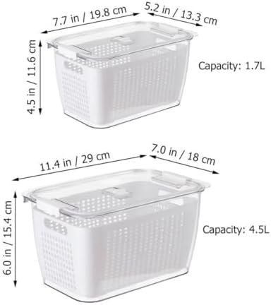 Hemobllo Double Layer Produce Storage Container 2pcs with Draining