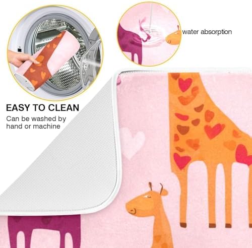 OTVEE Sweet Giraffe Art Dish Drying Mat for Kitchen Counter Absorbent