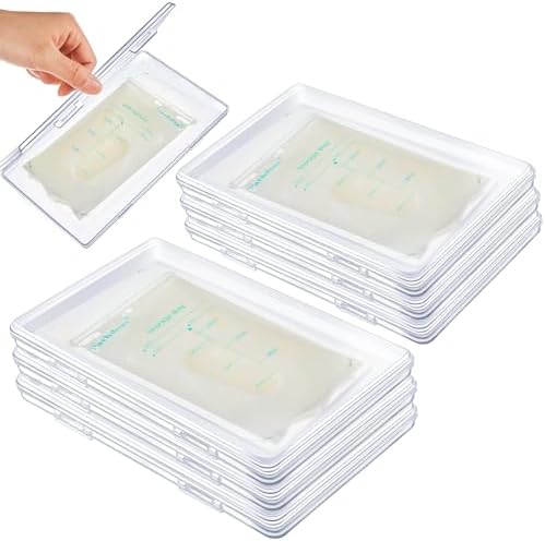 Hushee 12 Pcs Flat Breast Milk Freezer Storage Organizer Trays Clear