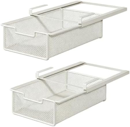 Hanging Fridge Drawer Basket 2-Pack Pull-Out Iron Organizer(Black)