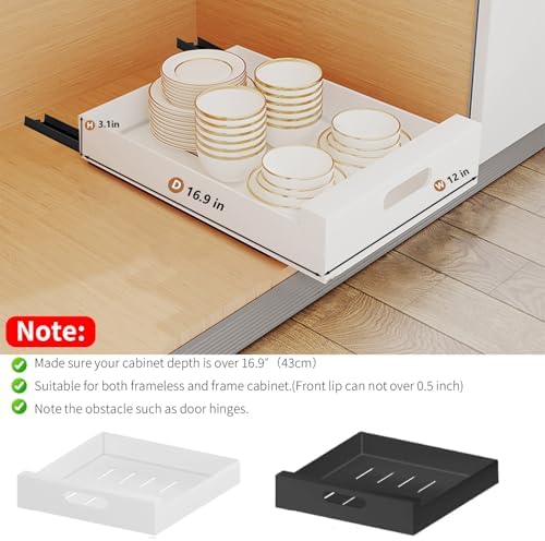 2 Pack Pull Out Cabinet Organizer Adhesive, 12" Wide,16.9" Deep Heavy