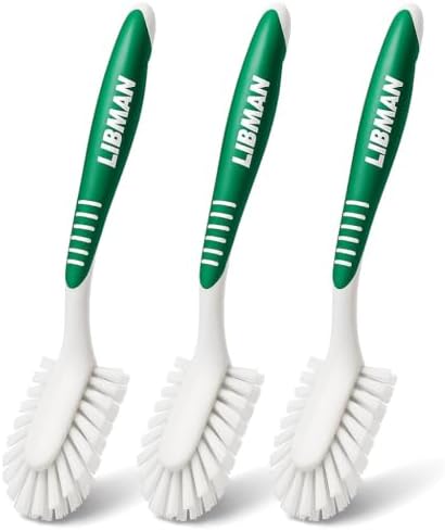 LIBMAN Kitchen Scrub Brush with Long Handle - 3 Pk Kitchen Brush for